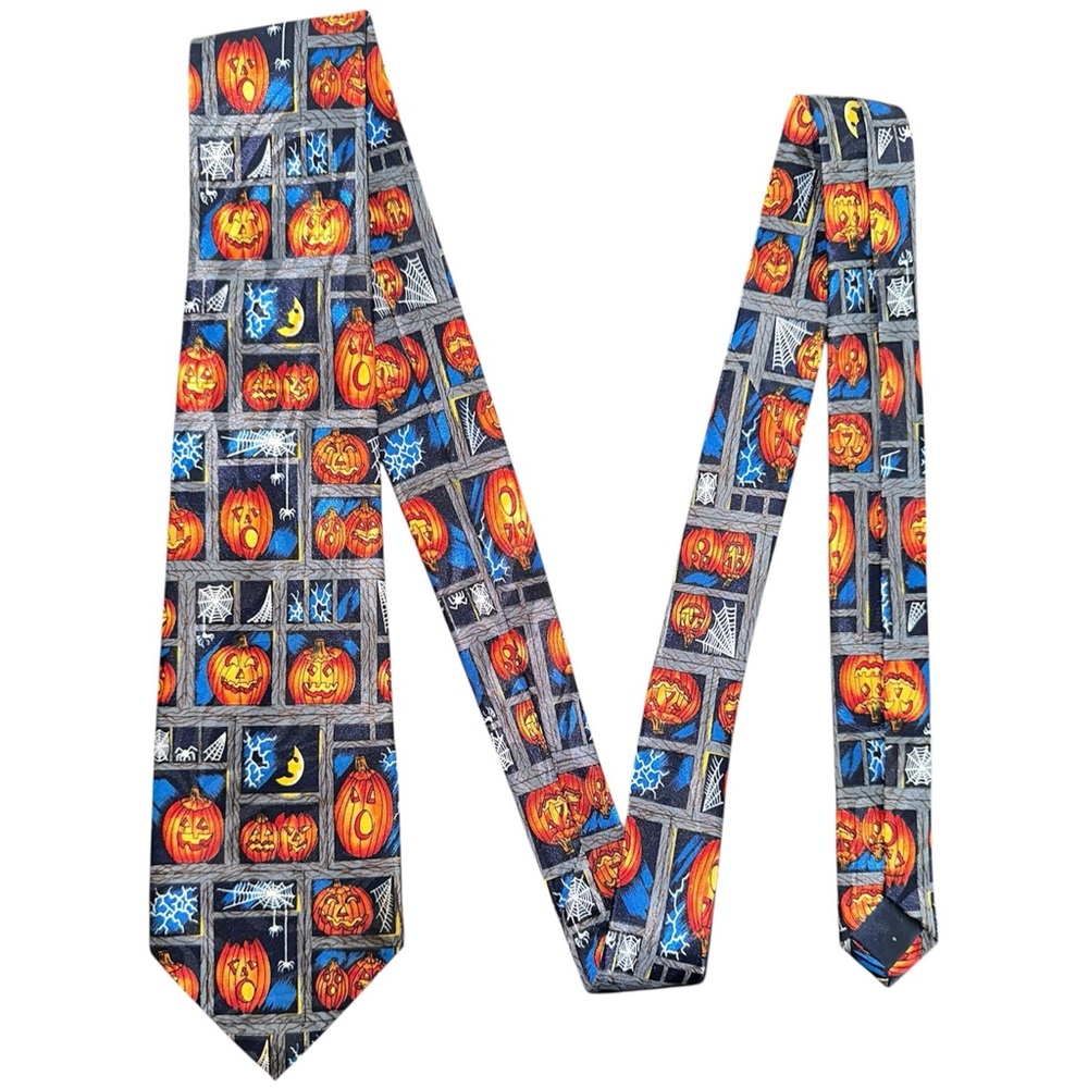 Steven Harris Tie Halloween Jack-O’-Lantern Pumpkin Pattern Tie